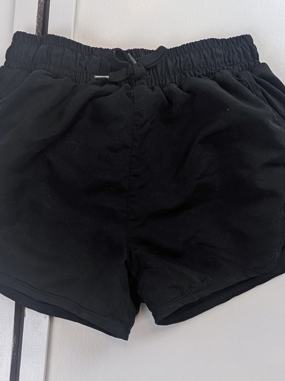 Kids Black Elastic-Waist Shorts